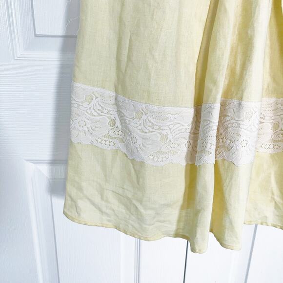 ABS by Allen Schwartz Light Yellow Linen Fit and Flare Dress - Picture 3 of 8